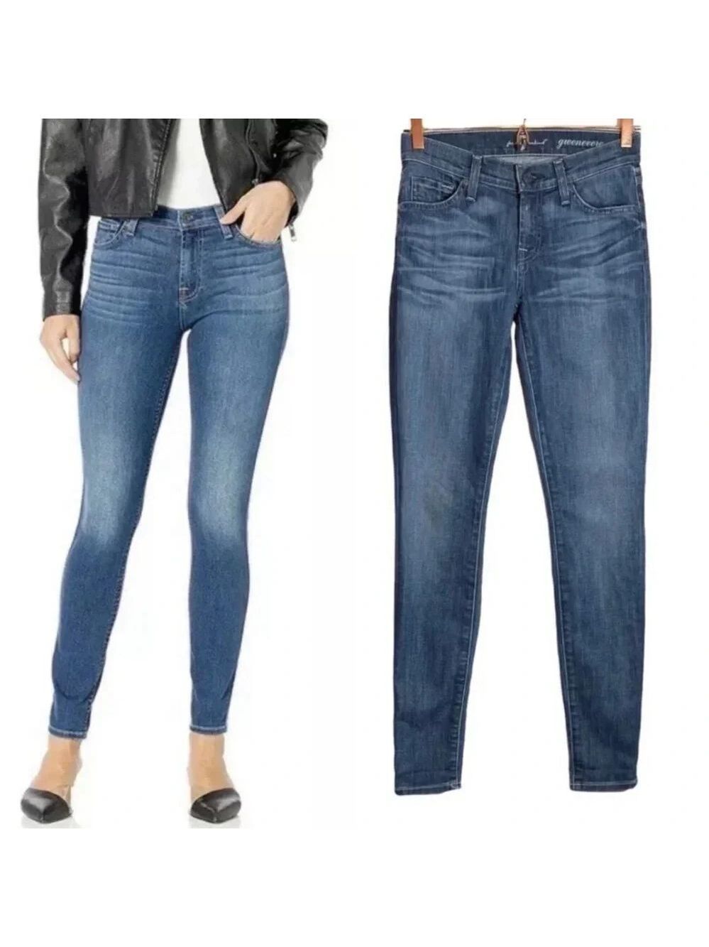 7 For All Mankind Gwenevere Jeans Size 26 Distressed 31” Inseam Low Rise